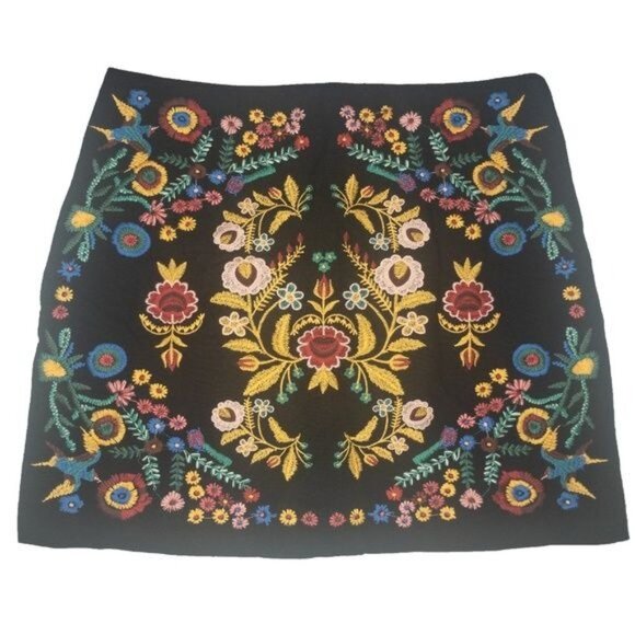 Umgee Black Embroidered Detail Mini Skirt - Picture 1 of 2